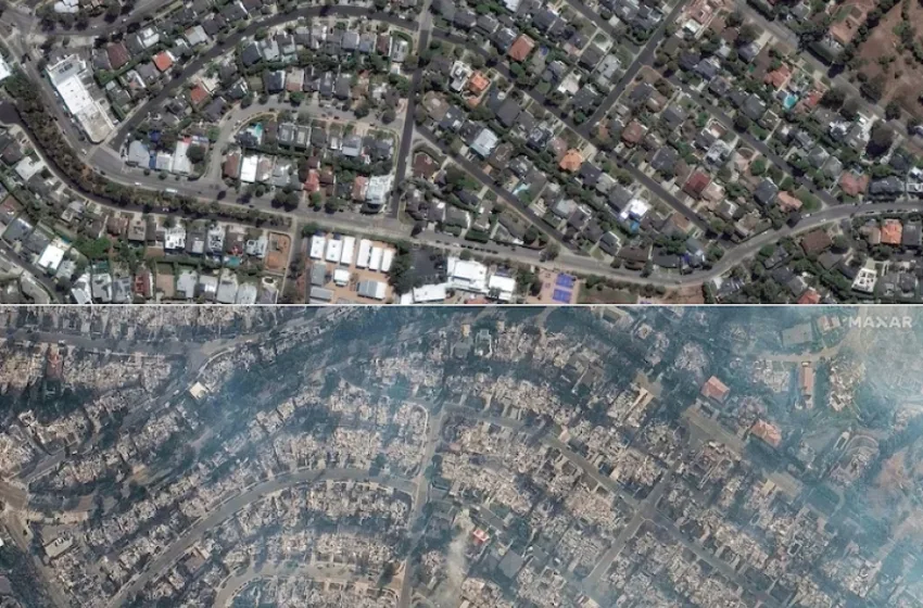  Λος Άντζελες: Αποκαρδιωτικές δορυφορικές εικόνες- Ισοπεδώθηκαν ολόκληρες γειτονιές, μαύρισαν πανέμορφες διαδρομές